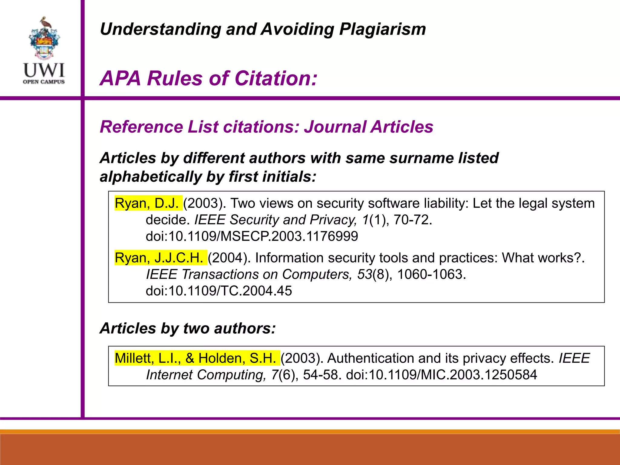 Reference List Citations - APA 6th Edition | PPTX