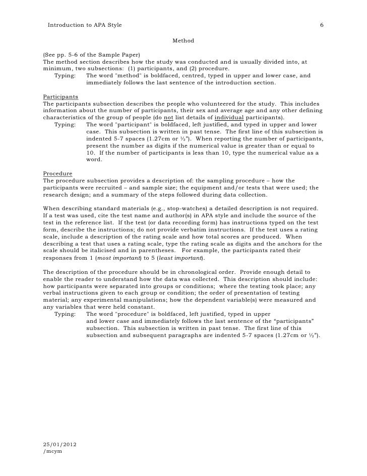 Methods section of a research paper example. Sample of ...