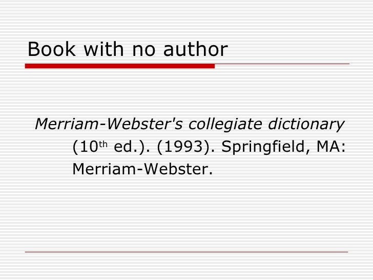 style apa format for dictionary