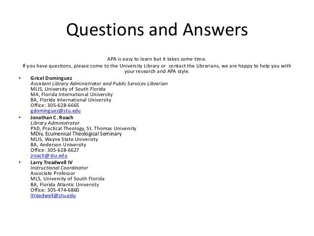 apa style tutorial apa question answer format