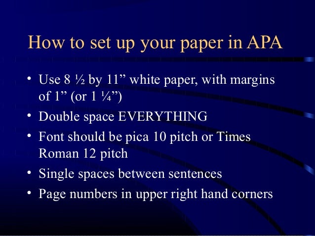 how to set up a paper in apa format