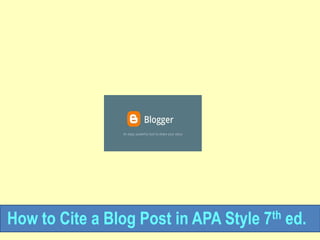 How to Cite a Blog Post in APA Style 7th ed.
 