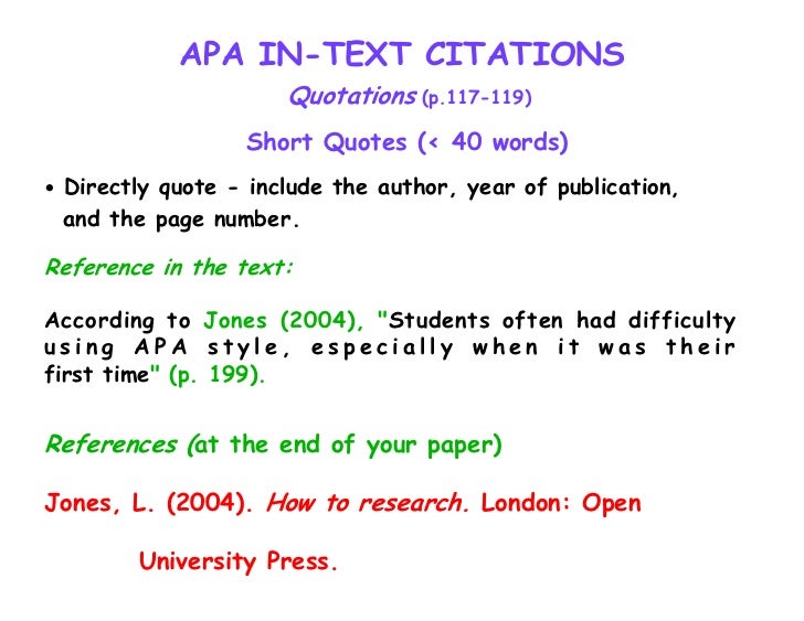 Apa style citation within essay