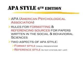 APA Style 6 Th Edition