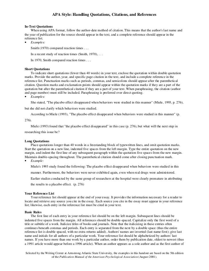 Apa Style Citation Format