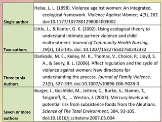 23
Single author
Heise, L. L. (1998). Violence against women: An integrated,
ecological framework. Violence Against Women,...