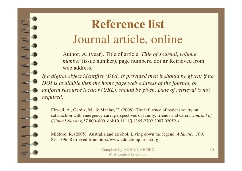 One Line Articles : Apa style referencing by sohail ahmed