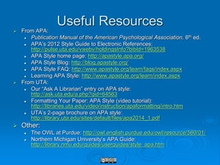 Learning Apa Style APA Style Overview | PPTX