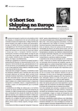 O Short Sea Shipping na Europa: limitações, desafios e potencialidades