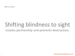 11
“By helping people see
systems better, we help
unleash a tremendous
amount of energy.”
Source: Angela Sebaly, Co-Founder and Chief Visionary Officer of Personify Leadership and member of the Power+Systems community.
 