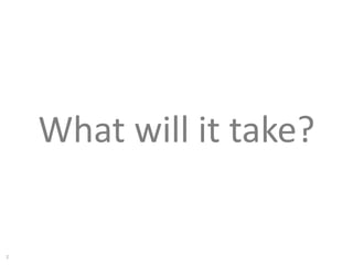 2
What does it take?
 