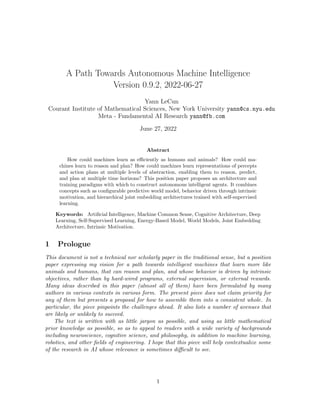 A Path Towards Autonomous Machines | PDF