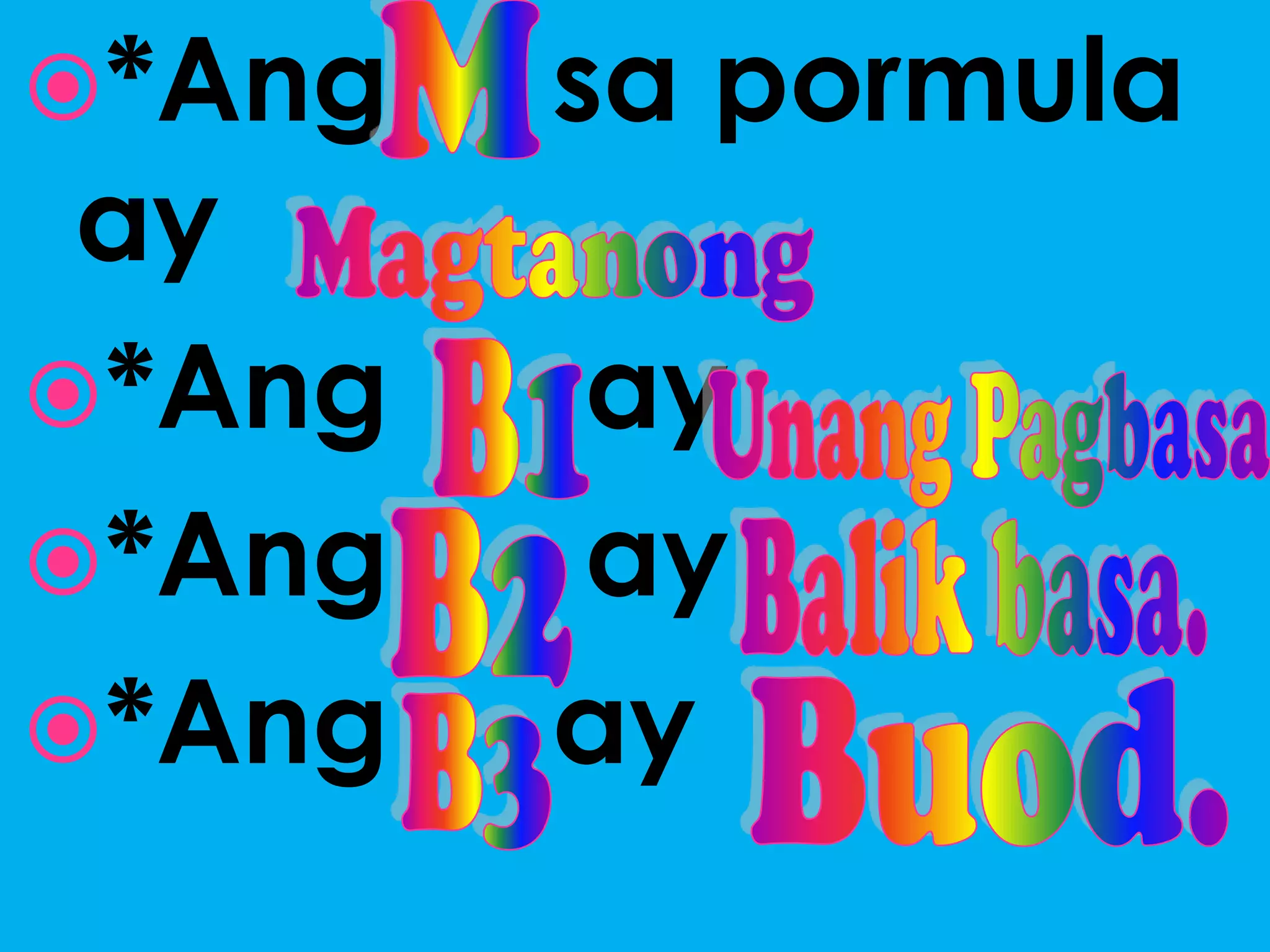 *Ang sa pormula
ay
*Ang ay
*Ang ay
*Ang ay
 