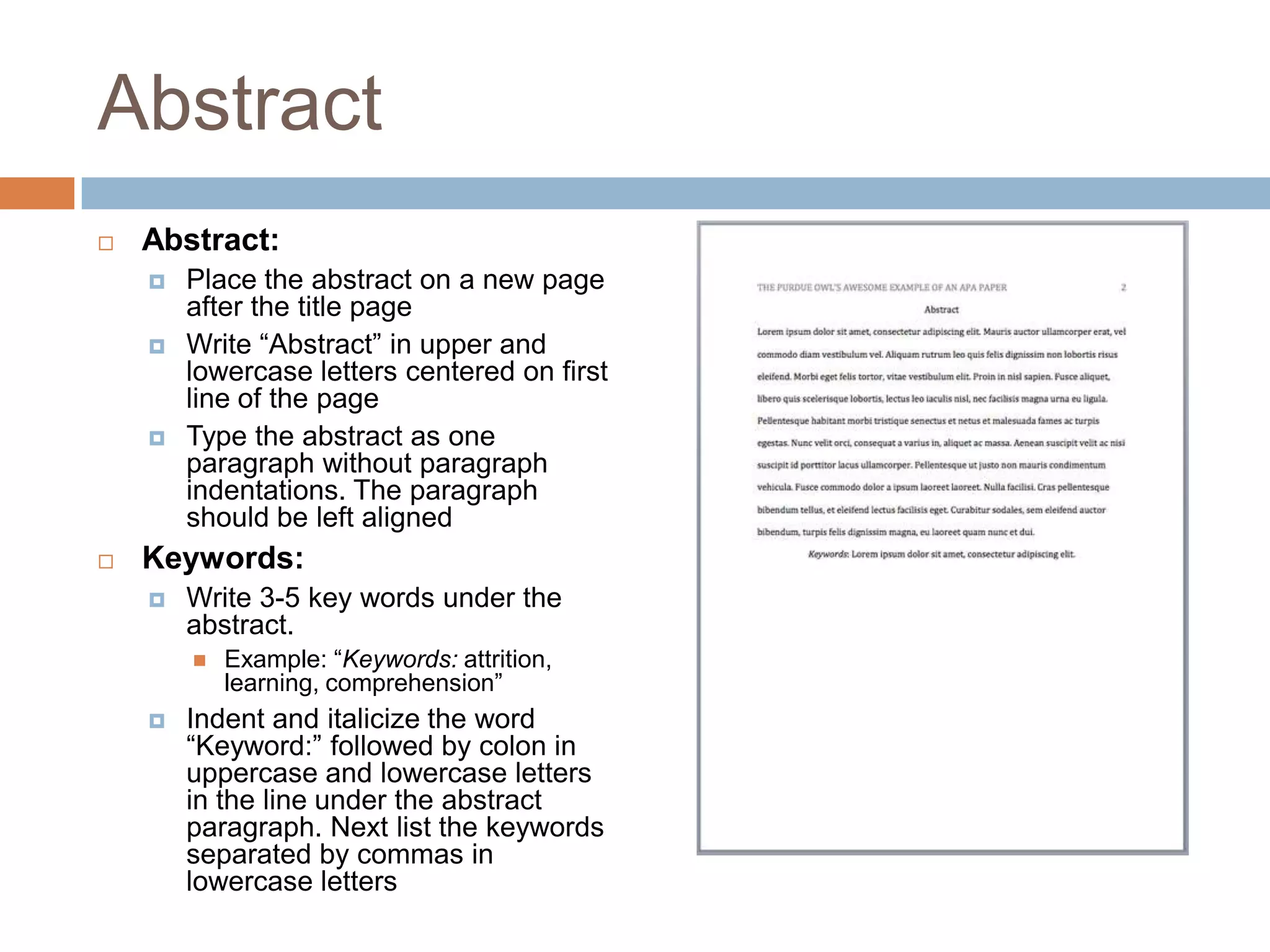Levels of HeadingFor additional headings, make sure they are consistent with the levels of heading
