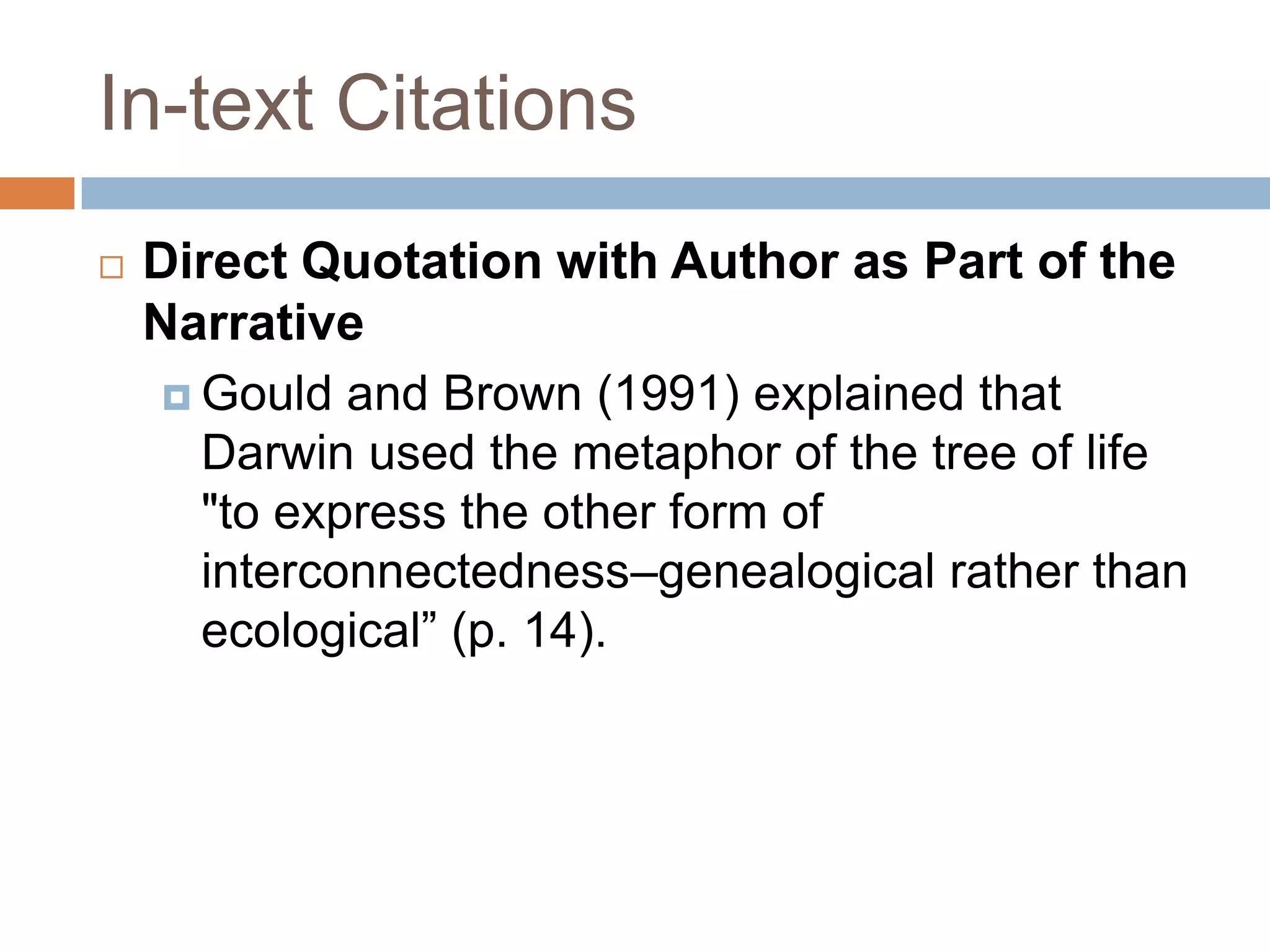References & In-text Citations of Secondary SourcesSeidenberg and McClelland’s study (as cited in Coltheart, Curtis, Atkins, & Haller, 1993) provided a glimpse into the world…Cite the secondary source (the article that you actually read)in your reference pageEx: in the above example you would include Coltheart et al. in your references