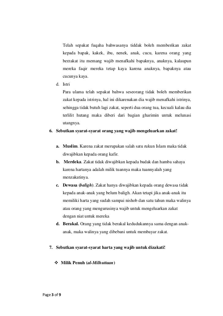 Sebutkan Syarat Syarat Harta Benda Yang Harus Dibayarkan Zakatnya