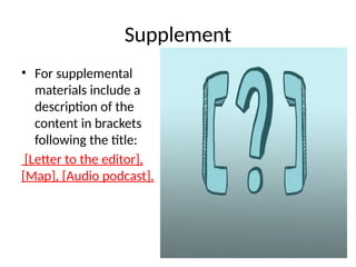 Title Supplement Example APA Examples Reference Examples Style and | PPTX