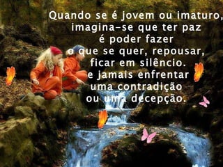 Quando se é jovem ou imaturo,  imagina-se que ter paz  é poder fazer  o que se quer, repousar,  ficar em silêncio. e jamais enfrentar  uma contradição  ou uma decepção.   