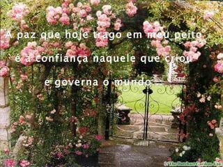 A paz que hoje trago em meu peito  é a confiança naquele que criou  e governa o mundo...  
