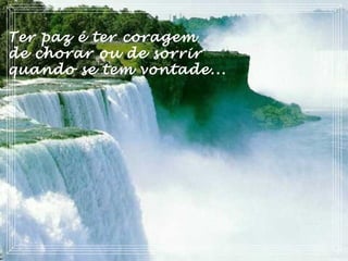 Ter paz é ter coragem
de chorar ou de sorrir
quando se tem vontade...
 