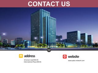 10 anson road #34-01
International Plaza #34-01
www.apba-network.com
address website
CONTACT US
 