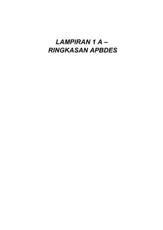 LAMPIRAN 1 A –
RINGKASAN APBDES
 