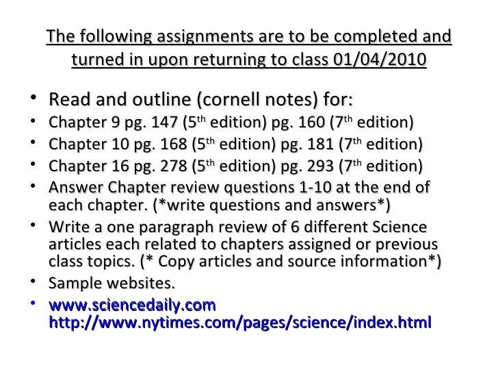 College biology assignments picture