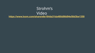Strohm’s
Video
https://www.loom.com/share/e6e164da31da480d98d94e58d3be1350
 