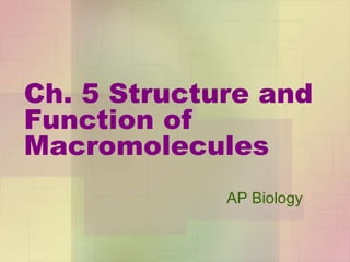 Ch. 5 Structure and
Function of
Macromolecules
AP Biology
 
