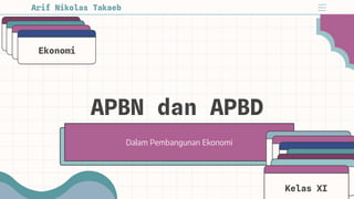 APBN dan APBD
Dalam Pembangunan Ekonomi
Arif Nikolas Takaeb
Ekonomi
Kelas XI
 