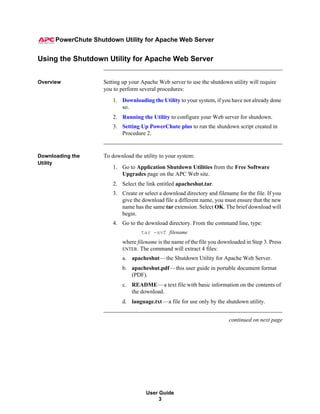 APC PowerChute Shutdown Utility for Apache Web Server -- User ... | PDF
