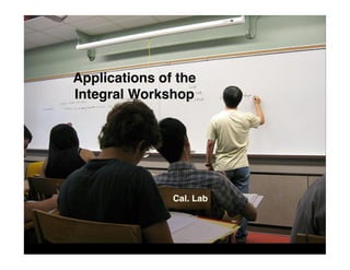 Applications of the
Integral Workshop




               Cal. Lab
 