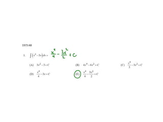 Ap calculus bc integration multiple choice practice solutions