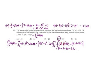 Ap calculus bc integration multiple choice practice solutions