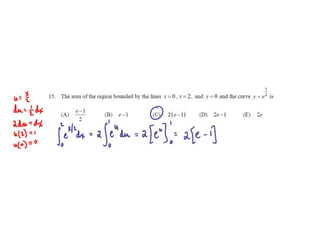 Ap calculus bc integration multiple choice practice solutions
