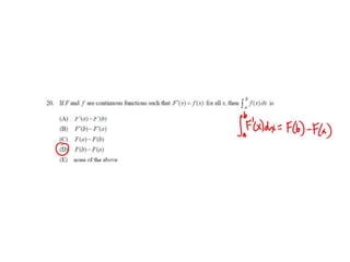 Ap calculus bc integration multiple choice practice solutions