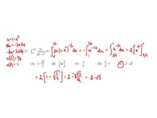 Ap calculus bc integration multiple choice practice solutions