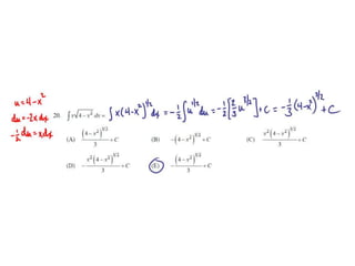 Ap calculus bc integration multiple choice practice solutions