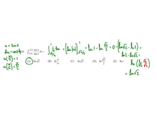 Ap calculus bc integration multiple choice practice solutions
