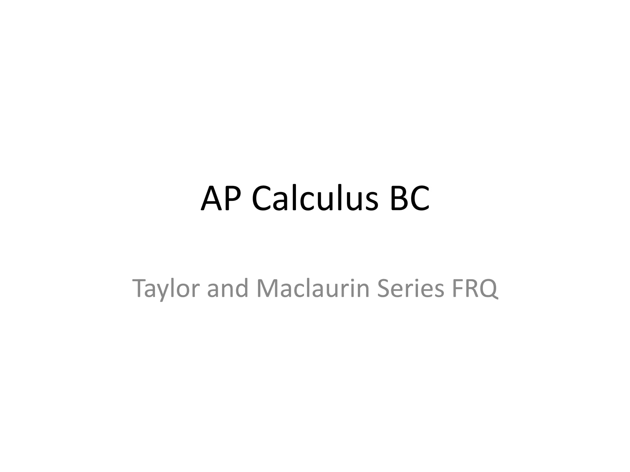 AP Calculus BC Series FRQ Solutions PPT