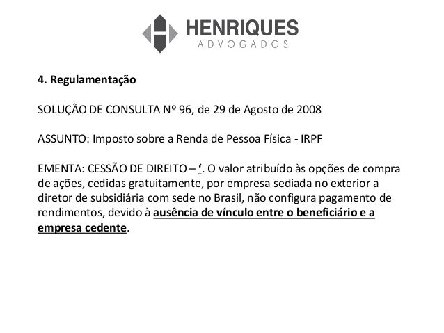 Stock options imposto de renda