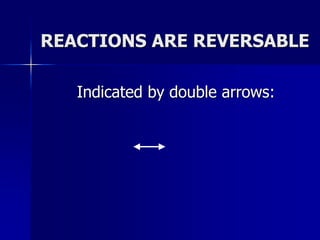 REACTIONS ARE REVERSABLE
Indicated by double arrows:
 
