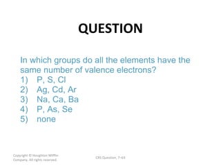 QUESTION Copyright  © Houghton Mifflin Company. All rights reserved. CRS Question, 7 – 