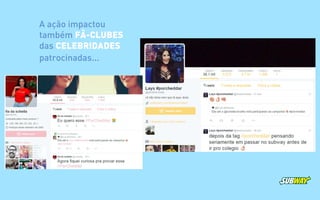 A ação impactou
também FÃ-CLUBES
das CELEBRIDADES
patrocinadas...
 