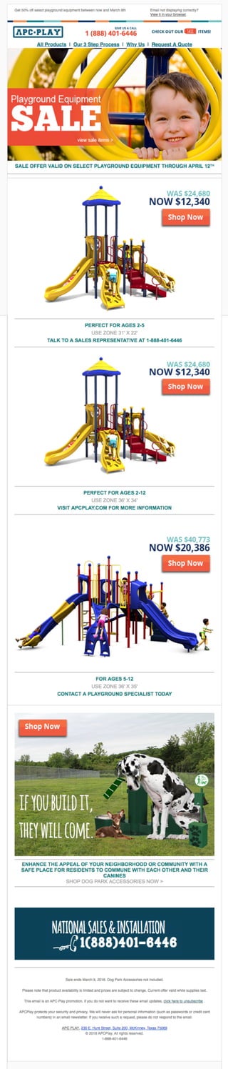 Sizzling savings as we melt away our winter stock of commercial playground equipment.