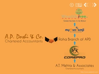 Roha Branch of APD
A.T. Mehta & Associates
Chartered Accountants
http://www.apdoshi.com
Chartered Accountants
A.P. Doshi & Co.
 