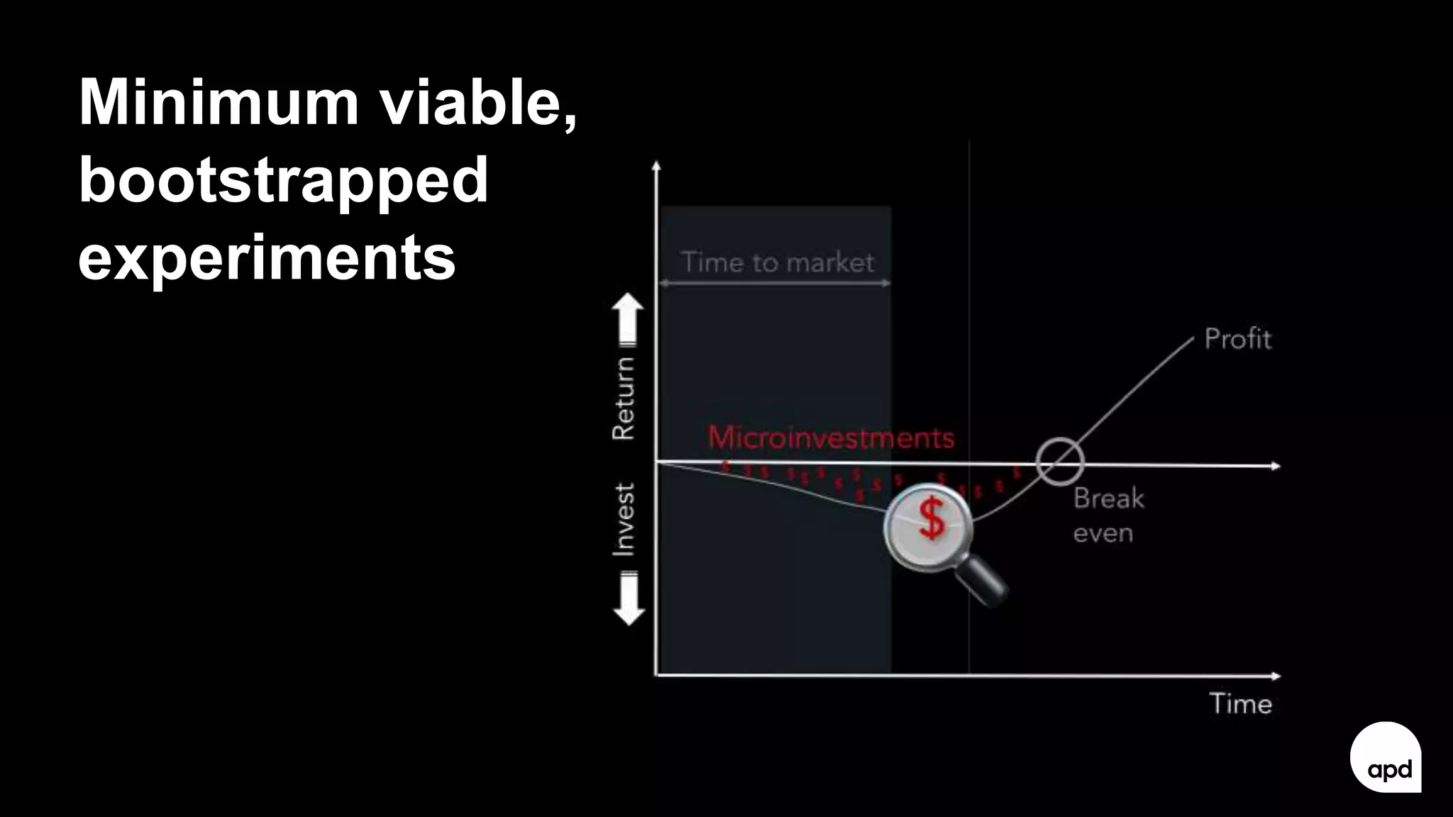 39
Minimum viable,
bootstrapped
experiments
 