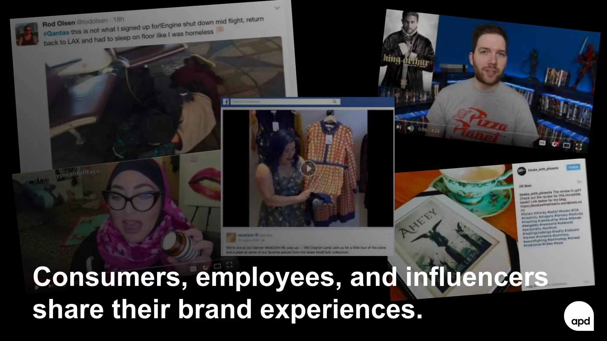 51
Consumers, employees, and influencers
share their brand experiences.
 