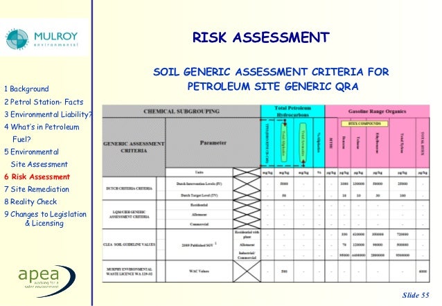 Risk management: Example risk assessments Environmental risk assessment template