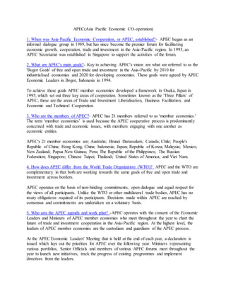 APEC(Asia Pacific Economic Co-operation) | DOCX